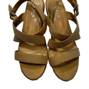 Lauren Ralph Lauren Katerina Espadrille Wedge Sandals Ivory Size 8